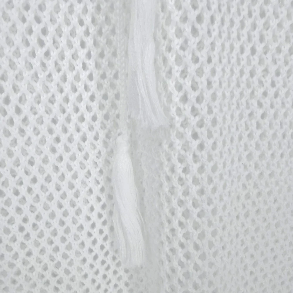 Green Label White Crochet Knit Tie Tassel Swim Cover Up‎ Dress M Boho
